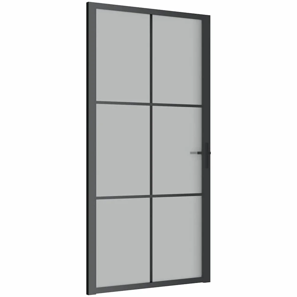 vidaXL Drzwi wewnętrzne, 102,5x201,5 cm, czarne, szkło i aluminium, szklane drzwi, przeszklone drzwi, drzwi ze szklanymi panelami, nowoczesne drzwi