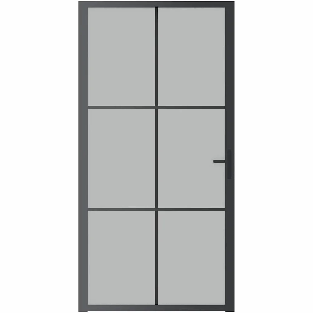 vidaXL Drzwi wewnętrzne, 102,5x201,5 cm, czarne, szkło i aluminium, szklane drzwi, przeszklone drzwi, drzwi ze szklanymi panelami, nowoczesne drzwi